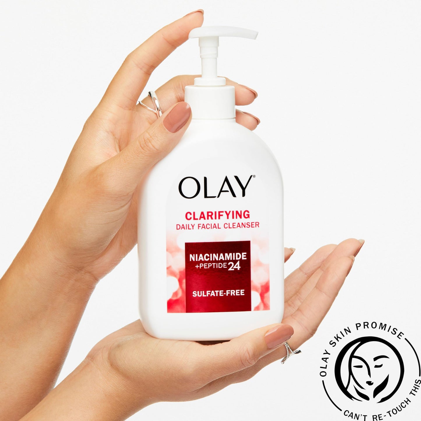 Olay Face Wash,Daily Facial Cleanser with Niacinamide,Peptides & Glycerin - Clarifying,Refreshes Skin Surface,Refines Appearance of Pores - Sulfate-Free,Paraben-Free,Oil-Free,16 Oz,(Pack of 2)