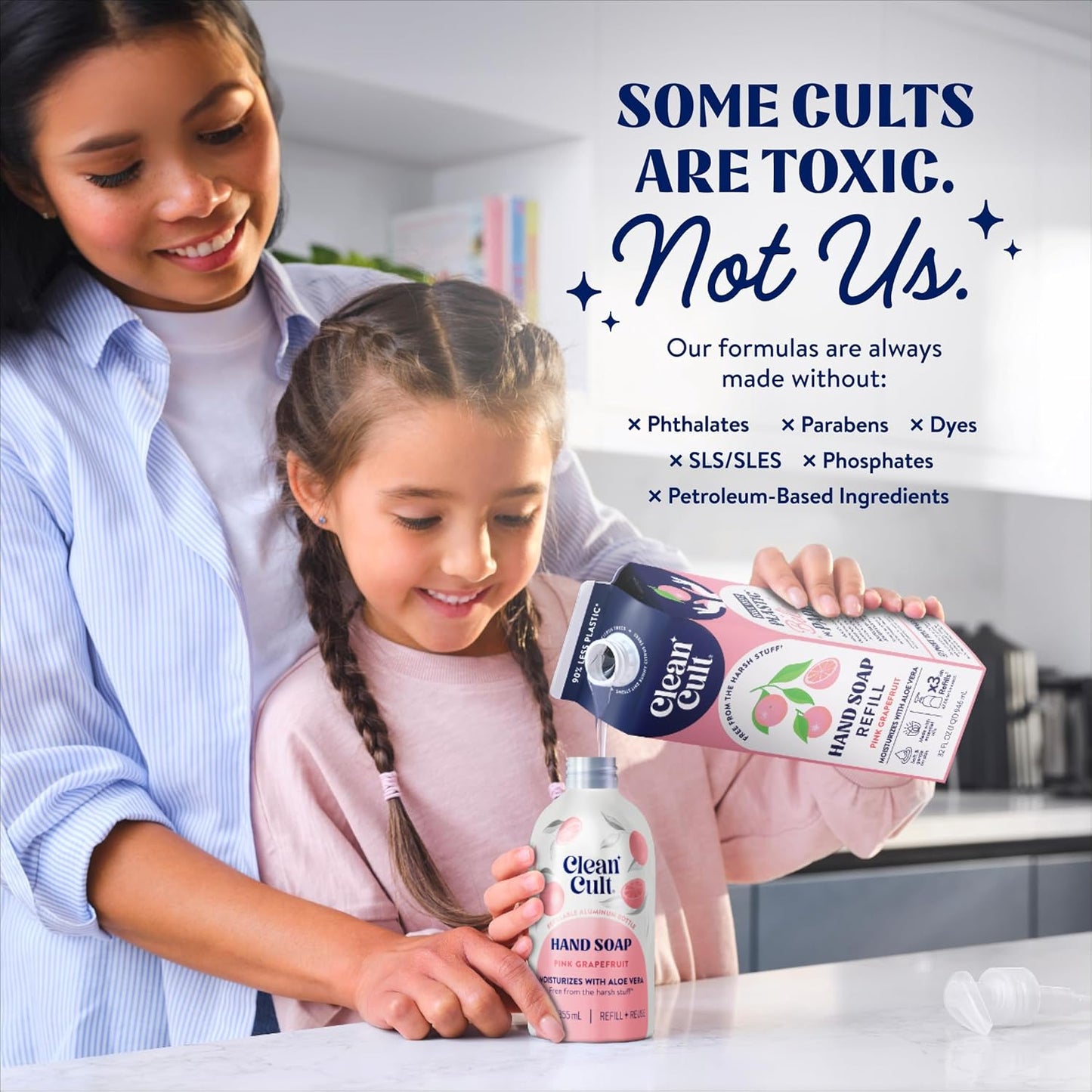 Cleancult Liquid Hand Soap Refill - Pink Grapefruit | Moisturizing Aloe Vera Formula - Eco-Friendly 32 oz