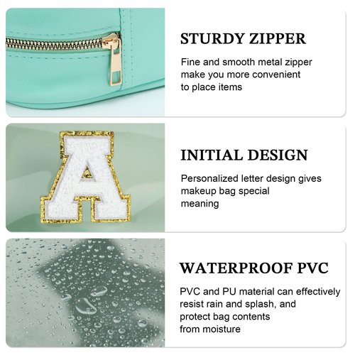 YOOLIFE Initial Clear Makeup Pouch, Clear Makeup Bag Cosmetic Travel Beach Toiletry Bag Travel Essentials Gifts for Women Teen Girlfriend Teacher Mom Brithday Gift for Women Teen Zipper Pouch Blue A