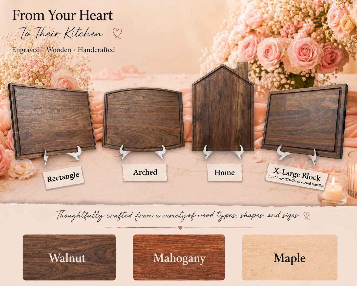Personalized Cutting Board, Custom Wedding, Anniversary or Housewarming Gift Idea, Wood Engraved Charcuterie, for Couples, Family and Clients (Classic Initial 015)