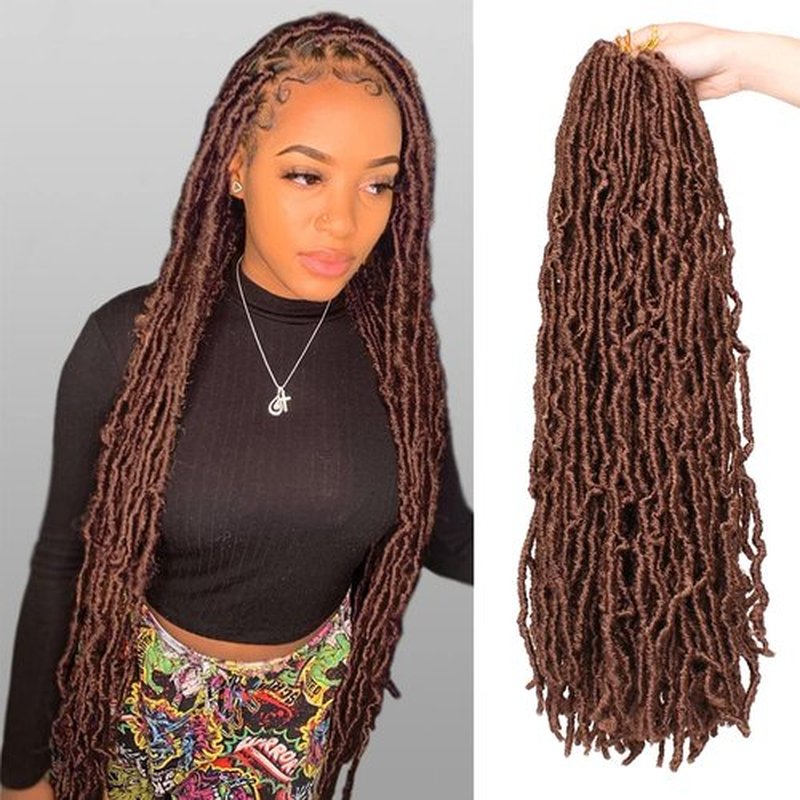 ZRQ 24 Inch 7 Packs New Faux Locs Hair for Butterfly Locs, Pre-Looped Soft Locs Hair Synthetic Goddess Locs Braiding Hair Extensions Knotless Style Natural Wavy Crochet Hair for Women (24 Inch, 30#)