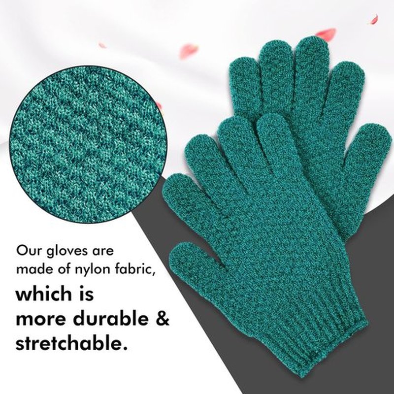 Evridwear Exfoliating Dual Texture Bath Gloves for Shower, Spa, Massage and Body Scrubs, Dead Skin Cell Remover, with Hanging Loop Heavy(5 Pairs Gift Set for Women)