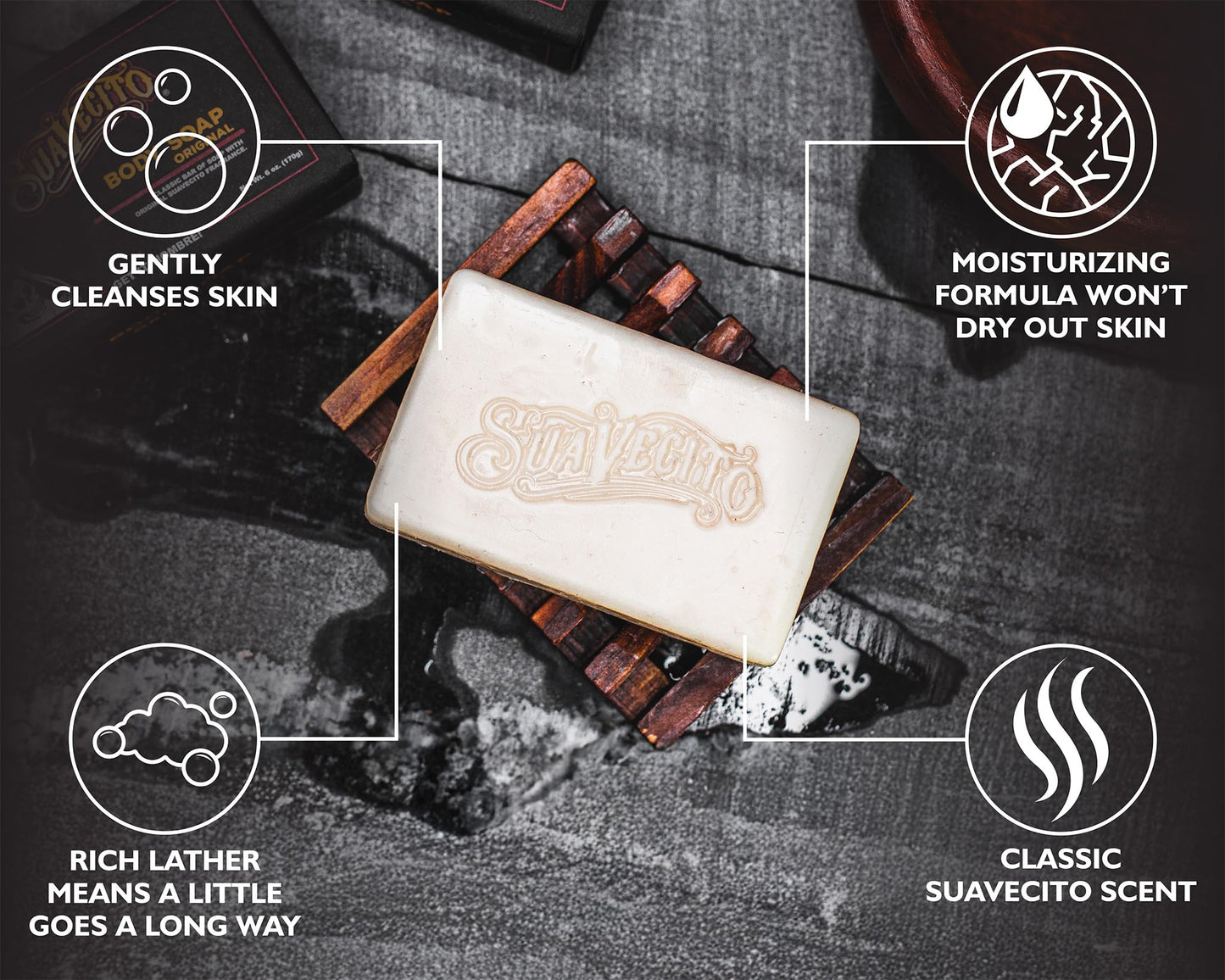 Suavecito Body & Hand Soap Bar Moisturizing With Masculine Original Fragrance 6 oz 6 Pack