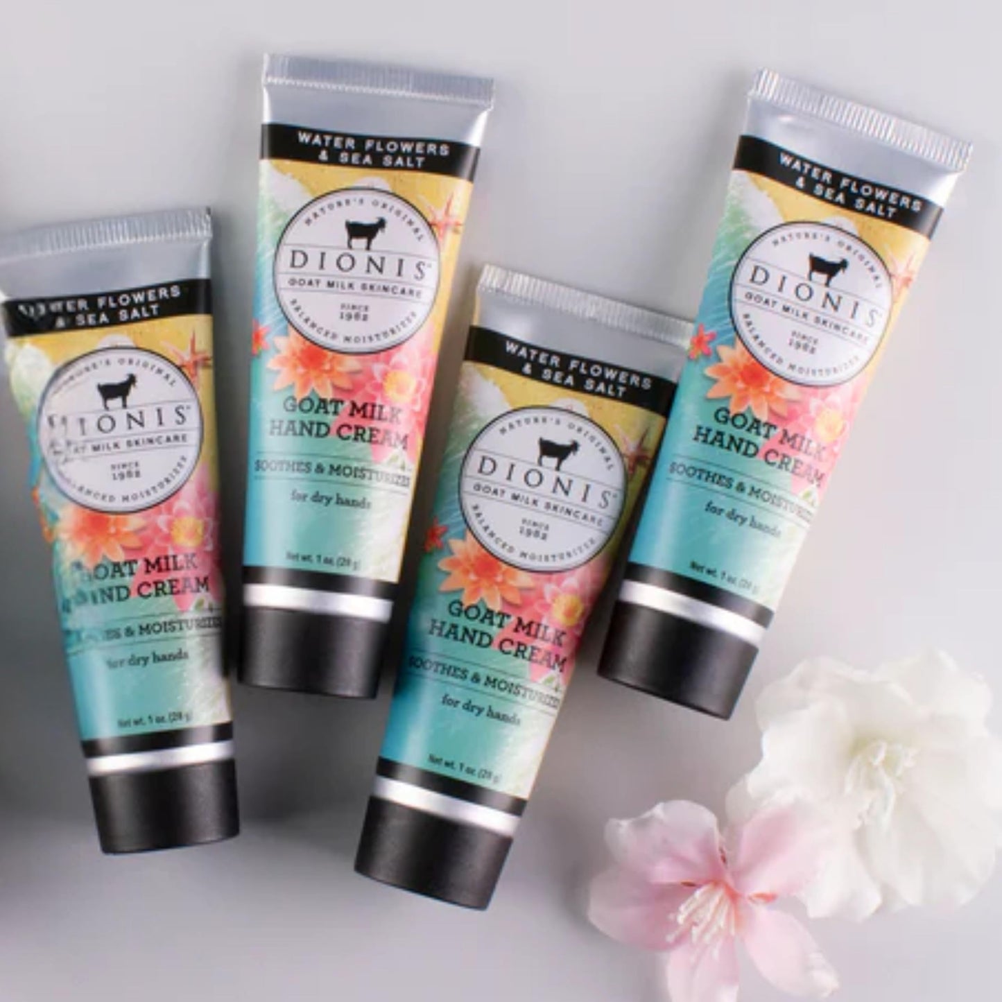Dionis Goat Milk Hand Cream Water Flowers & Sea Salt 1 oz (Pack of 4)