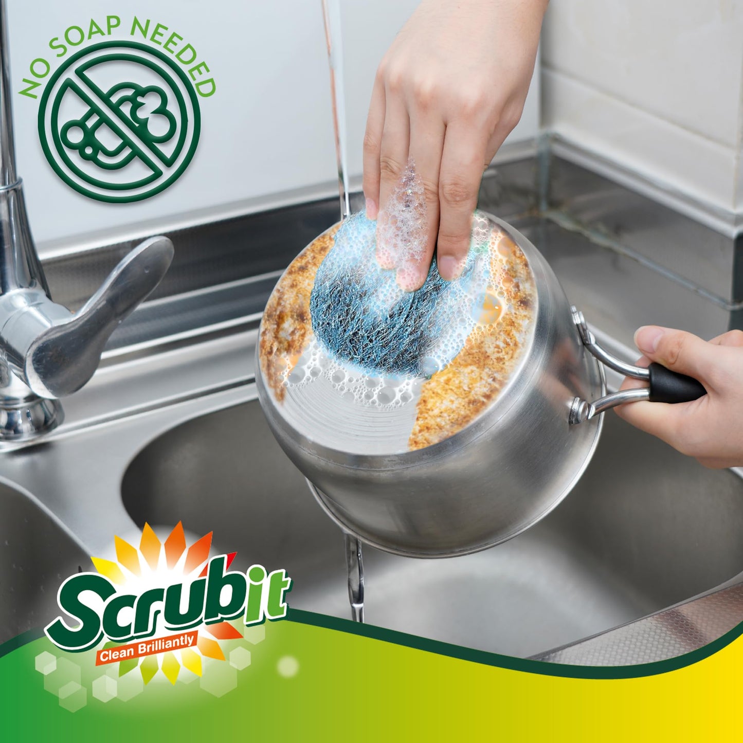 SCRUBIT 20 PK Steel Wool Soap Pads - [Updated Not-Kosher!] - Metal Scouring Cleaning Pads for Dishes, Pots and Ovens - Pre-Soaped scrubbing Pads for Easy Cleaning of Tough Kitchen Grease and Oil