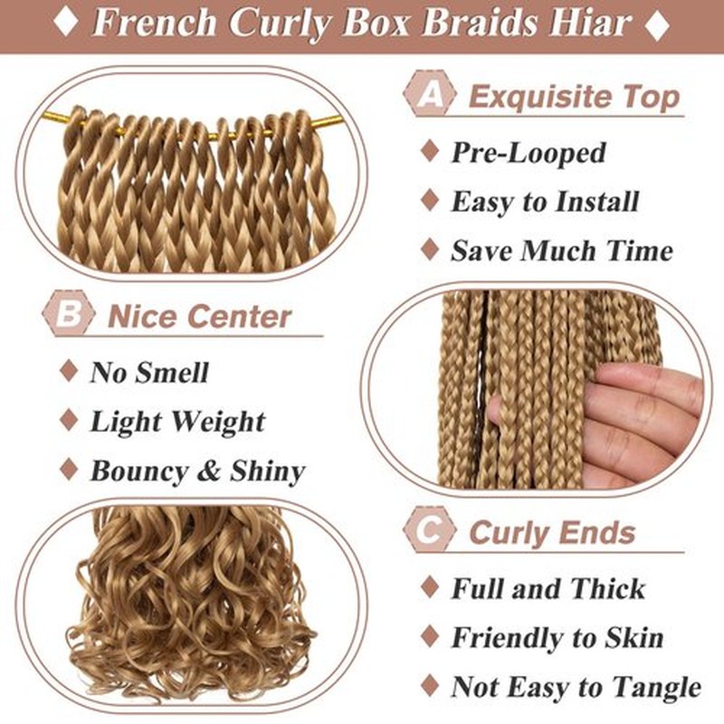 RuiYok 18 Inch French Curl Crochet Braids 9 Packs Honey Blonde Crochet Goddess Box Braids with Curly Ends Pre Looped Bouncy Synthetic Braiding Hair for Women