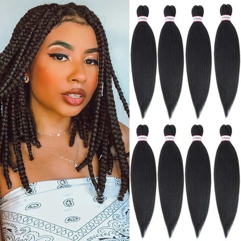 ATRAENTE Pre Stretched Braiding Hair 18 Inch 8 Packs Long Braiding Hair Prestretched For Box Braids Soft Yaki Texture Lightweight Natural For Daily Use And Holidays