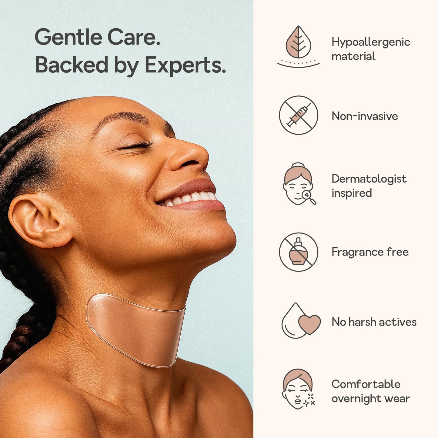 Bare Intent Reusable Anti-Wrinkle Patches for Neck | Hypoallergenic, Moisturizing & Smoothing Wrinkle Patches for Creases, Crepey Skin & Neck Lines | Contour-Fit | 2 pack (2 sets) | Up to 15 Uses