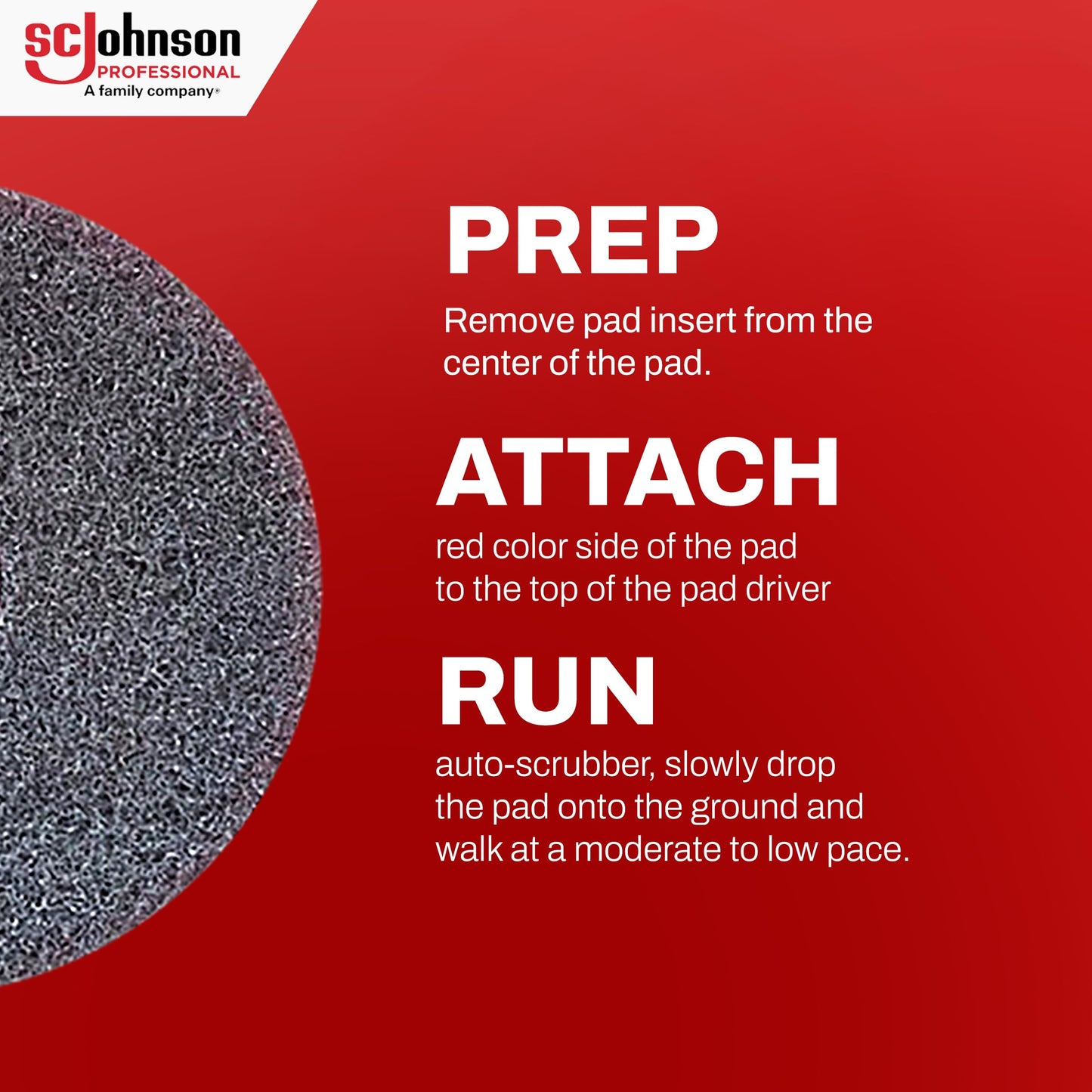 SC Johnson Professional EZ Care Heavy Duty Scrubbing Pad 17" Dia, case of 5