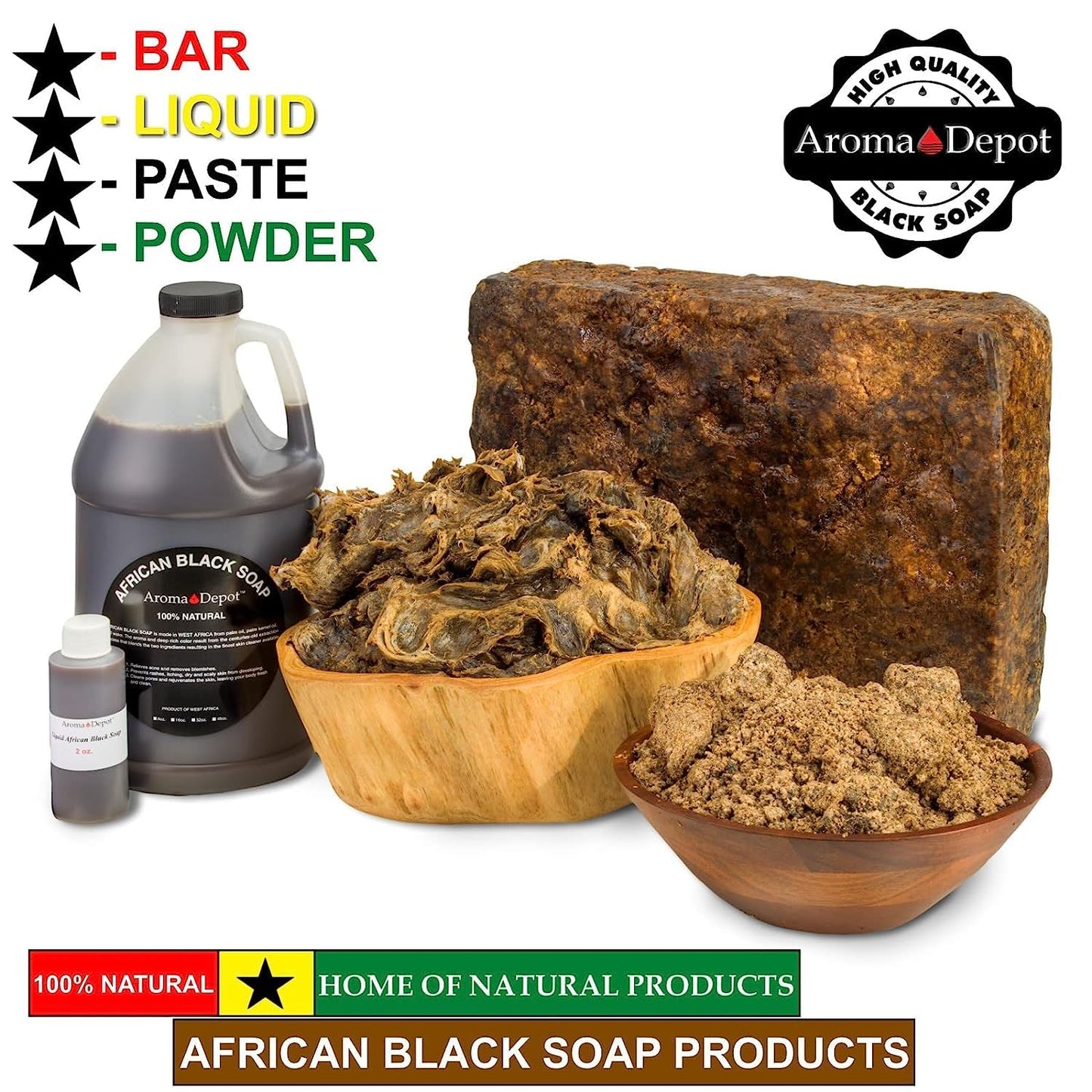 Aroma Depot Raw African Black Soap Bars From Ghana (4 lbs.)