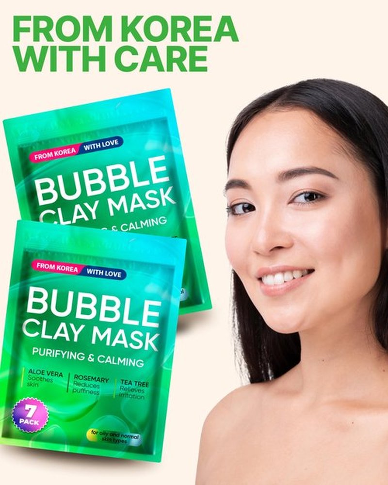 WONDER FAMILY Korean Carbonated Bubble Clay Mask for Face – Black Head Remover for Face – Deep Pore Cleansing Mask – Facial Blackhead Remover Mask – Pack 7 Korean Face Masks Skincare