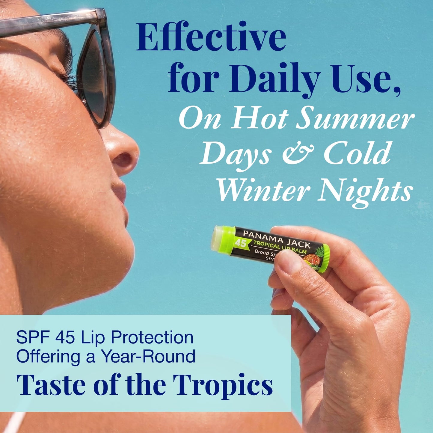 Panama Jack Sunscreen Lip Balm - SPF 45, Broad Spectrum UVA-UVB Sunscreen Protection, Prevents & Soothes Dry, Chapped Lips, Tropical, 2-pack