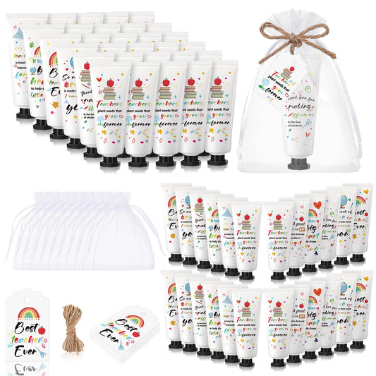Dimsile 36 Set Valentine's Day Gifts for Teacher Appreciation Hand Cream Moisturizing Hand Lotion Thank You Teacher Gifts Travel Size with Cards Organza Bags for Dry Cracked