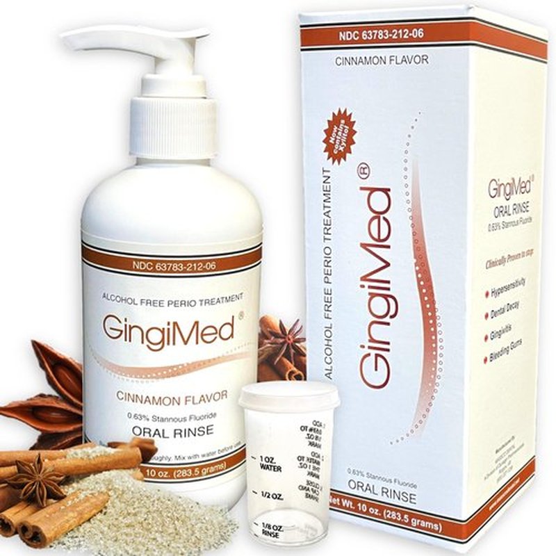 GingiMed .63% Stannous Fluoride Mouthwash with Xylitol | Alcohol-Free Fluoride Mouth Rinse | Periodontal Disease Treatment (Cinnamon - 10 Ounce)