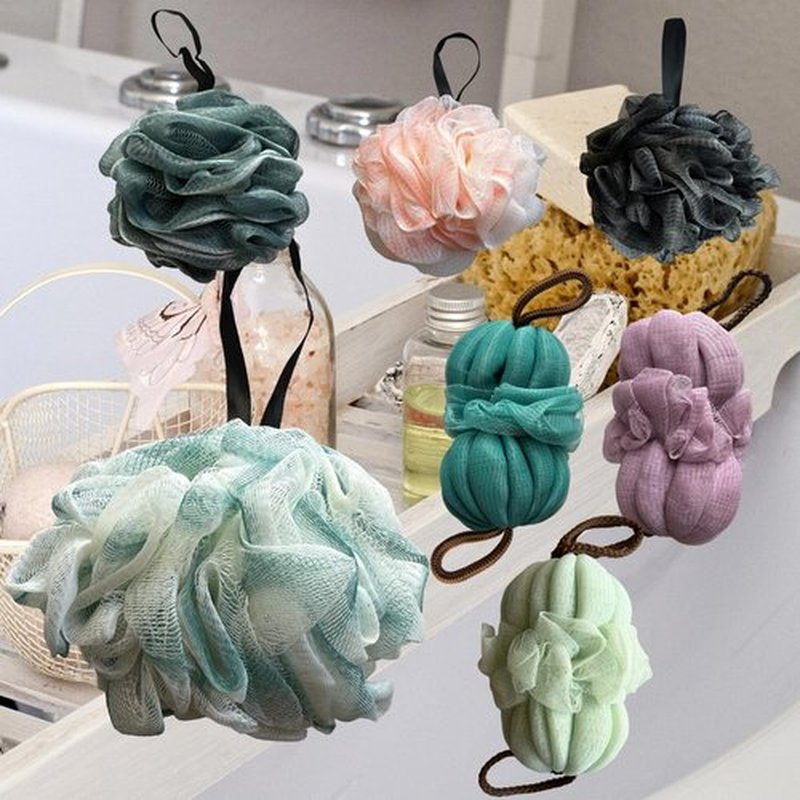 50g Bath Sponge Shower Loofah Mesh Pouf Bath Scrunchies Body Wash Puff Shower Puff Exfoliating Scrubber