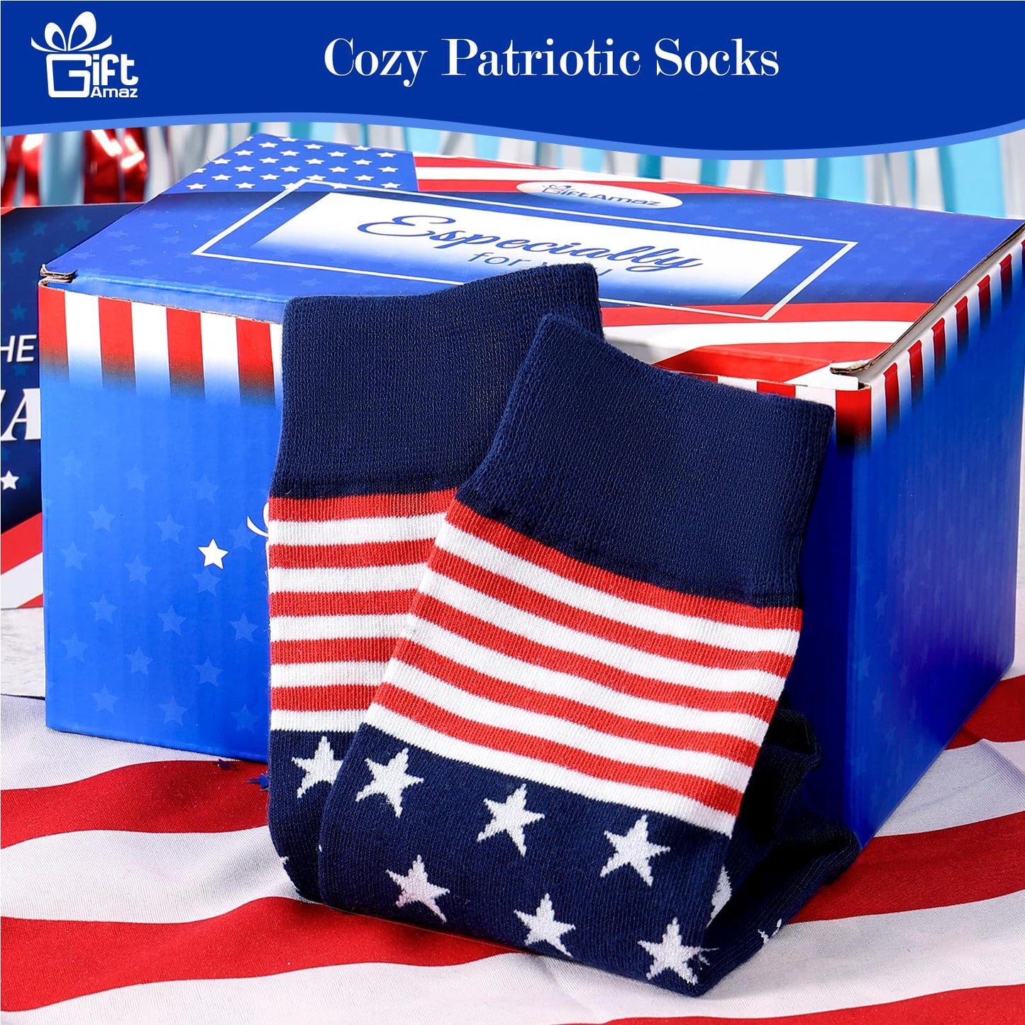 GiftAmaz New US Citizen Gifts, American Flag Gift Set with 20oz Travel Tumbler for Coffee or Cold Drinks, US Citizenship Congratulations Birthday Valentines Day Box Gift for Veterans Women Men