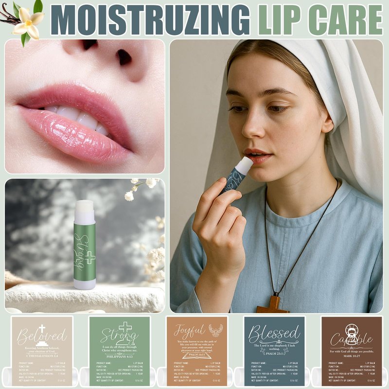 Dansib 50 Pack Christian Religious Gift Lip Balm for Women Men Christian Church Party Favor Bible Verse Lip Balms Bulk with Scripture Bulk Thank You Gift for Staff Employee Coworkers