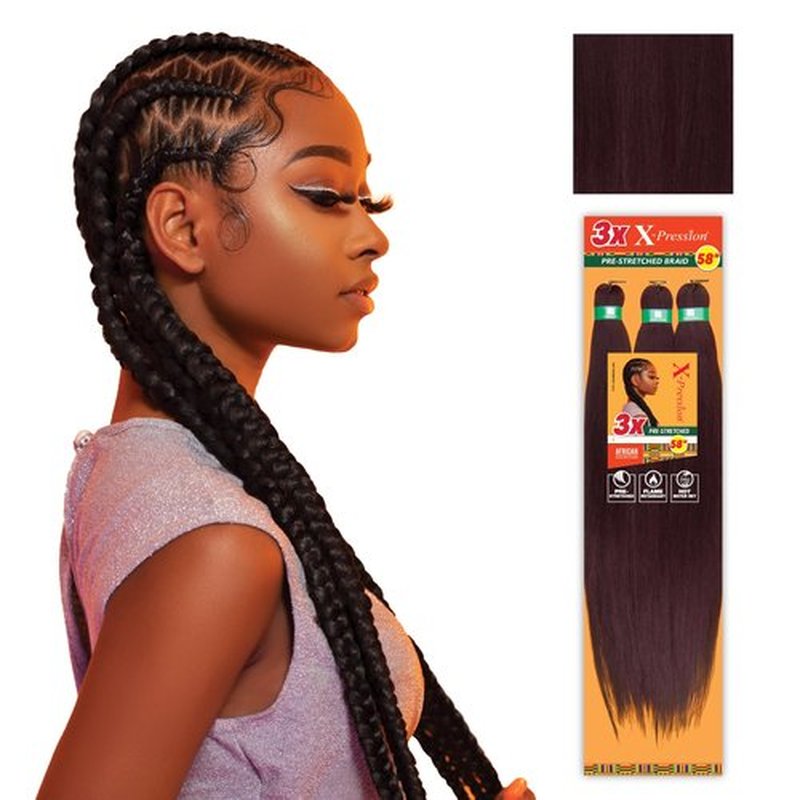 Sensationnel Xpression prestretched braiding hair - 3x xpression 58inch kanekalon fiber flame retardant smooth yaki braid - 3x x-pression 58 inch (4 pack, 99J)