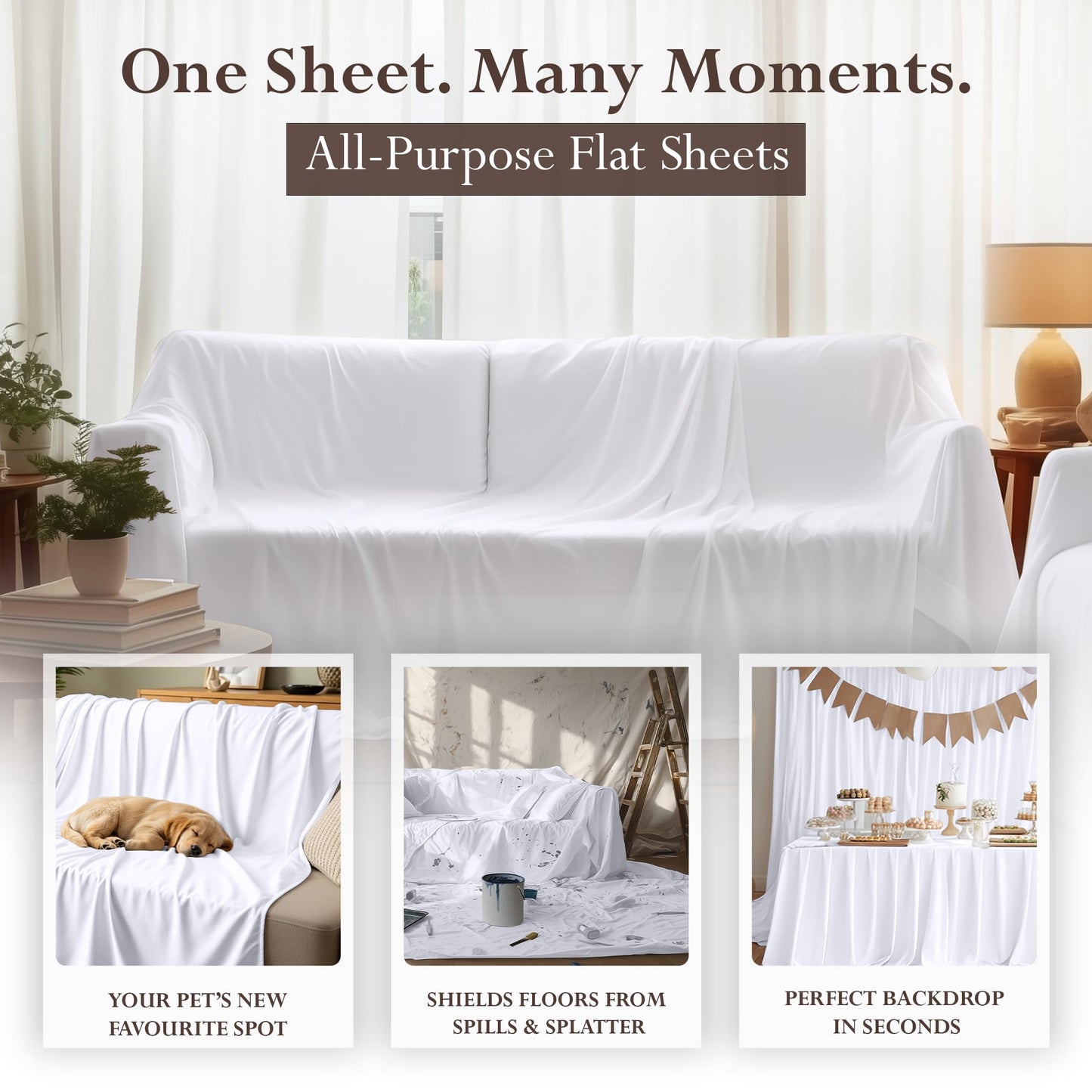 Utopia Bedding Flat Sheets - Pack of 6 - Soft Brushed Microfiber Fabric - Shrinkage & Fade Resistant Top Sheets - Easy Care (Queen, White)