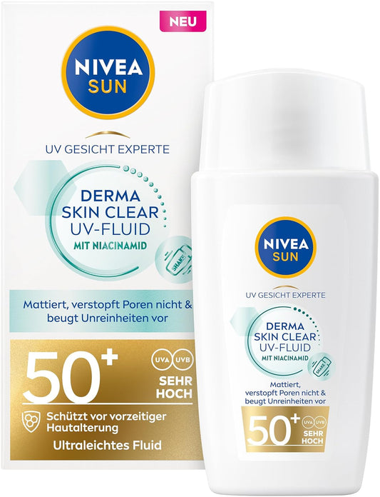 NIVEA Sun Blemish Control Face Fluid - Lightweight Daily Lotion with Niacinamide for Normal to Combination Skin | 40 ml, Matte Finish