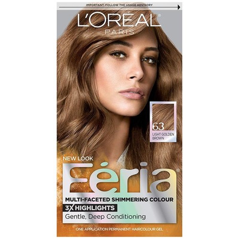 L'Oreal Paris Feria Multi-Faceted Shimmering Color, Light Golden Brown [63] 1 ea ( Pack of 6)