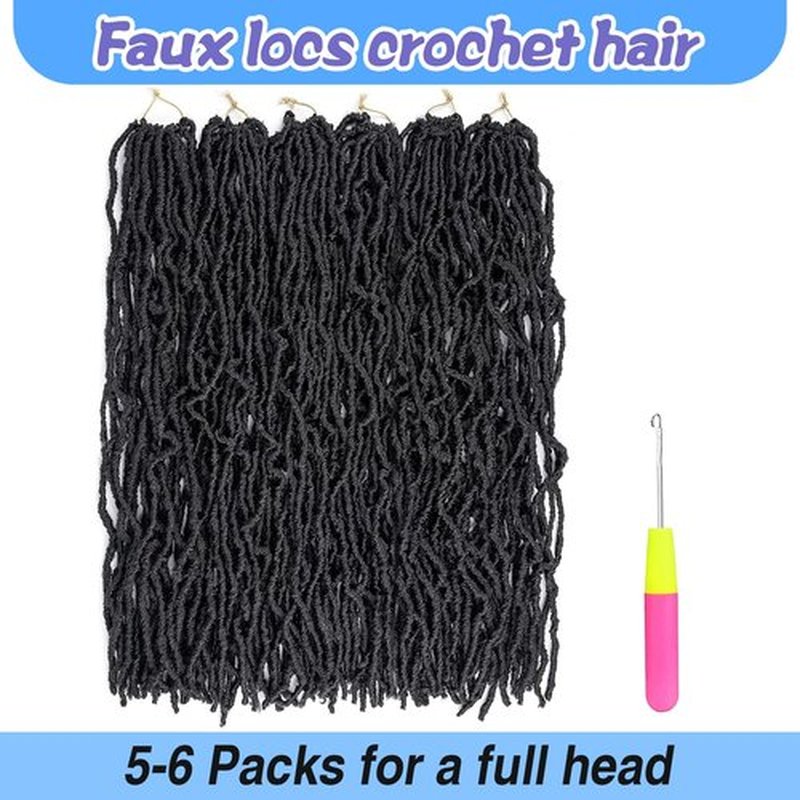 Faux Locs Crochet Hair 30 Inch 6 Packs Soft Locs Crochet Hair for Black Women New Crochet Braids Locs for Butterfly Locs Pre Looped Curly Wavy Braiding Hair Extensions (1B, 30 Inch)