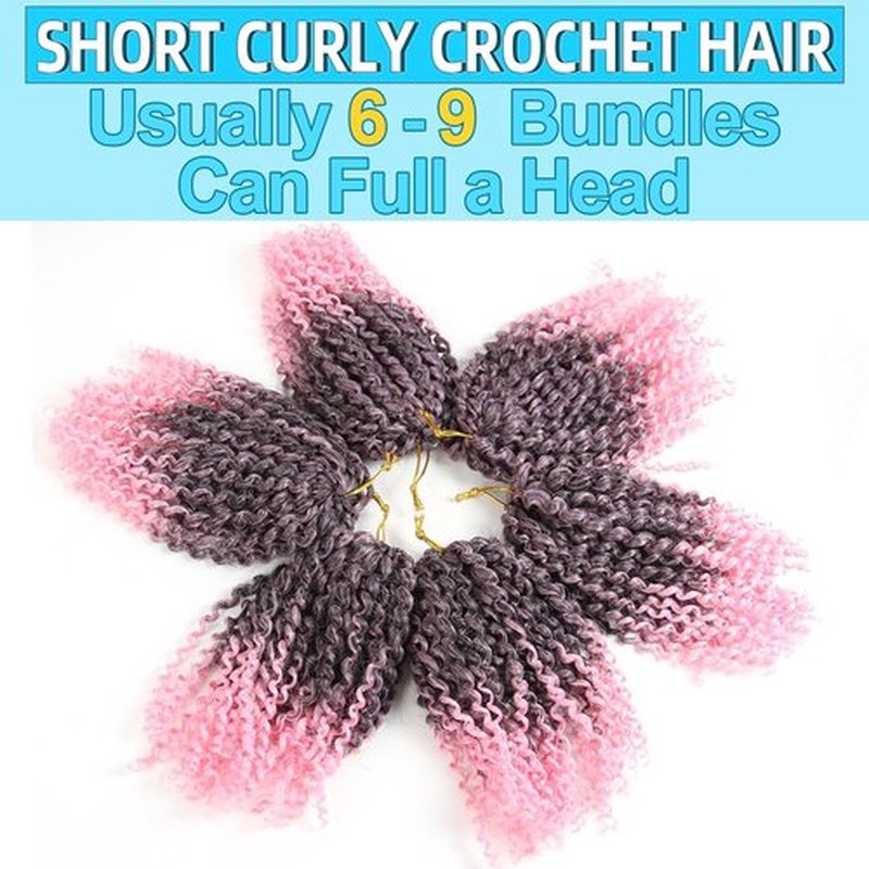 8 Inch Short Passion Twist Hair 6 Bundles Kinky Curly Crochet Hair for Black Women Curly Braiding Hair Crochet Braids Hair (6Bundles8 Inch, 1B/Pink)