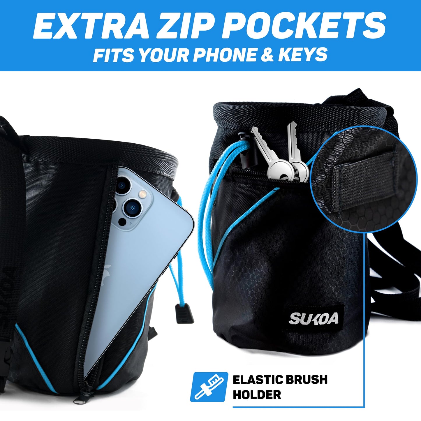 Chalk Bag for Rock Climbing - Gifts, Gear & Accessories - Weight Lifting, Gym, Bouldering, Disc Golf, Wall Climbing