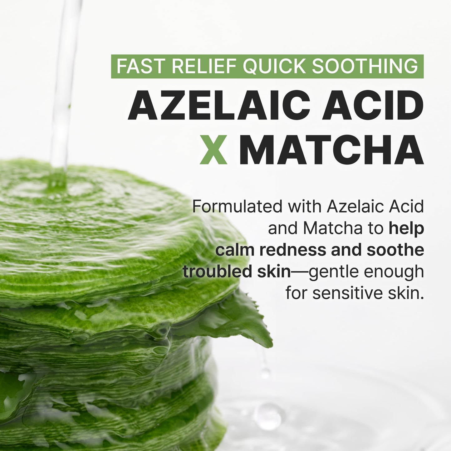 P.CALM Azelaic Acid Matcha 1000 Gauze Gel Toner Pad | Azelaic Acid & Matcha for Daily Resurfacing, Skin Soothing & Hydration, Gentle Exfoliating Toner Pads | Korean Skincare, 110g / 3.88 oz, 60 Pads
