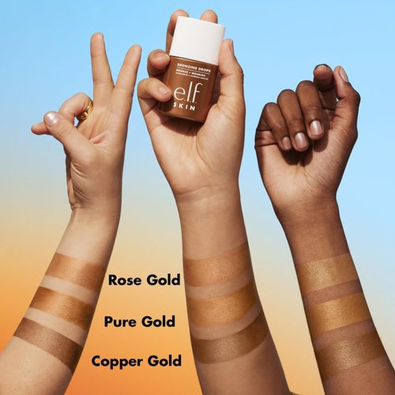 e.l.f. SKIN Bronzing Drops, Liquid Bronzer For Face & Skin, Creates A Sun-Kissed Glow, Infused With Vitamin E, Vegan & Cruelty-Free, Pure Gold