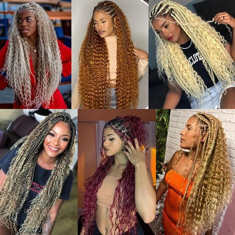 ZRQ 30 Inch Ocean Wave Crochet Hair White 7 Packs Deep Twist Wave Wavy Braiding Hair Synthetic Curly Deep Wave Crochet Hair Extension For Women #White
