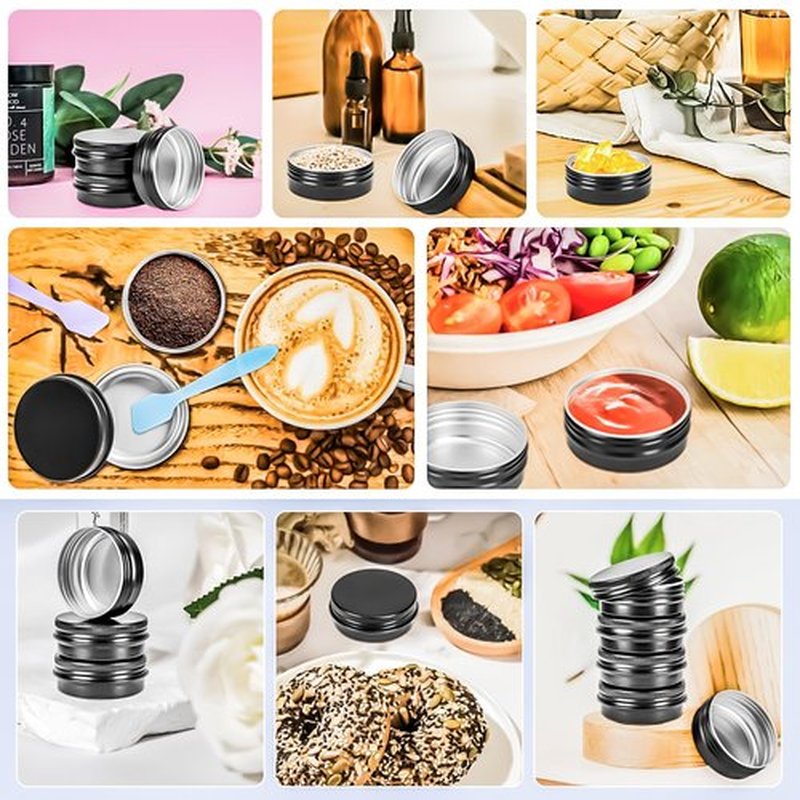 MotBach 16 Pack 1oz Tin Jars, 30ml Metal Tin cans, 1Ounce Aluminum tin can jar Containers with Screw Lid for Lotion Bars, Toiletries, Creams, Samples, Makeup Cosmetic, Spices, Salve, Balms, Beard Balm