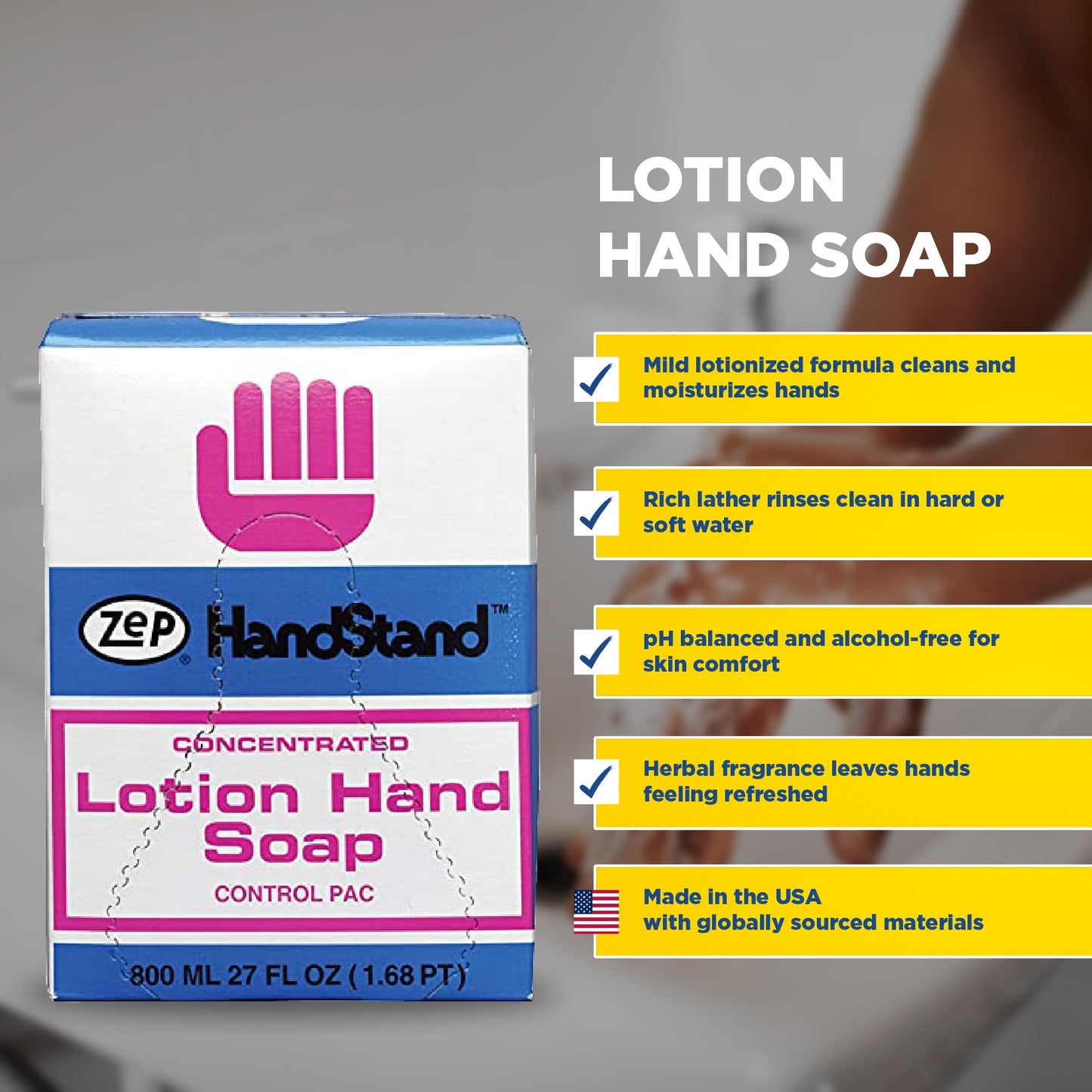 Zep Handstand Lotion Soap - 27 oz (Case of 12) 91601 - Ideal product for all Restrooms and Locker Rooms