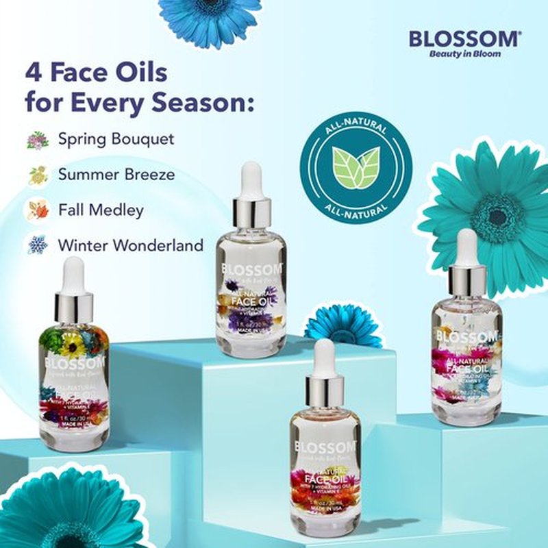 Blossom Unscented All Natural, Vegan, Cruelty Free Face Oil with Vitamin E, Infused with Real Flowers, Made in USA, 1 fl. oz., Winter Wonderland