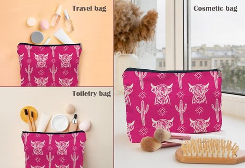 Lacosu Western Makeup Bag,Western Gifts For Women,Cow Makeup Bag,Cowgirl Stuff,Western Stuff For Women,Western Gifts,Cowgirl Gifts(COW B)