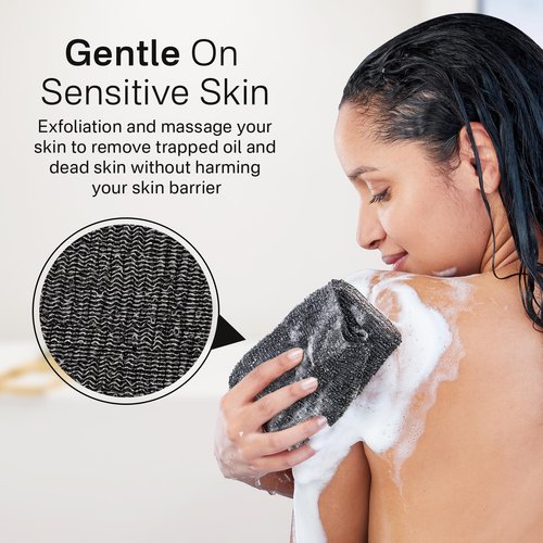 Yiclick Exfoliating African Net Sponge - Exfoliating Body Scrubber Exfoliator, Exfoliating Washcloth Towel, Exfoliate Rags Wash Cloth Loofah Sponge for Body Scrub, Back Scrubber (Black)