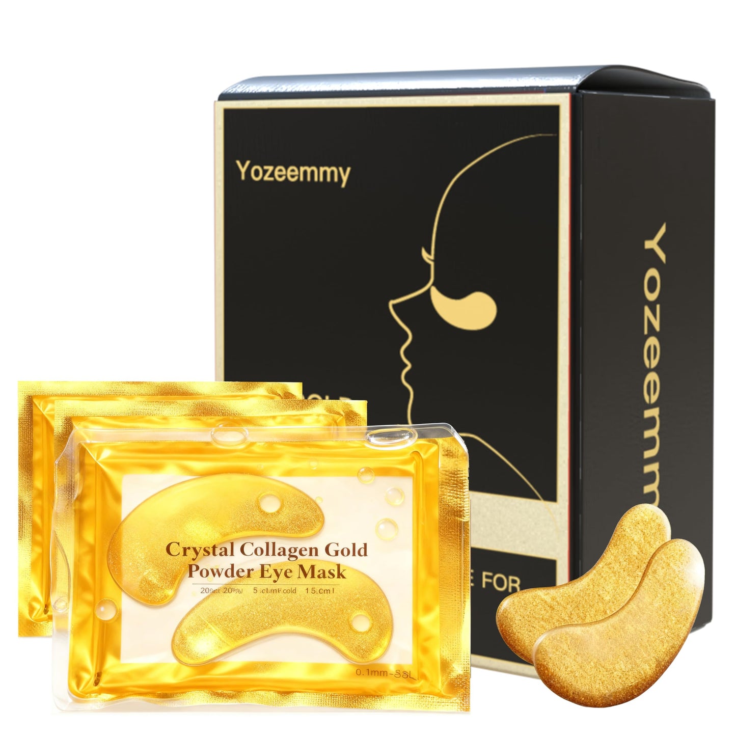 Yozeemmy 24K Gold Under Eye Patches for Dark Circles & Puffiness – 20 Pairs, Collagen & Hyaluronic Acid Gel Pads, Gift For Her,Girlfriend/Wife Valentine Gift,Beauty Gift Set,Romatic Gift For Her.
