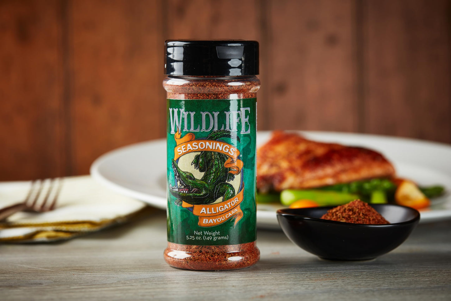 Wildlife Seasonings Alligator Bayou Cajun Seasoning – Bold Bayou Cajun Meat Rub for Alligator, Chicken & Seafood | Spicy Southern Cajun Spice Blend for Grilling, Frying & Blackening | Wild Game & Everyday Cooking | 5.25 oz