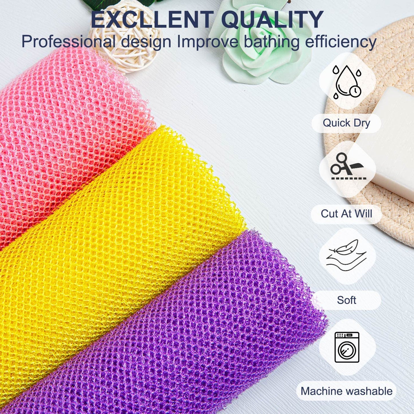 African Net Sponge African Exfoliating Net African Bath Sponge African Scrubbing Long Net Rag African Wash Net Shower Body Scrubber