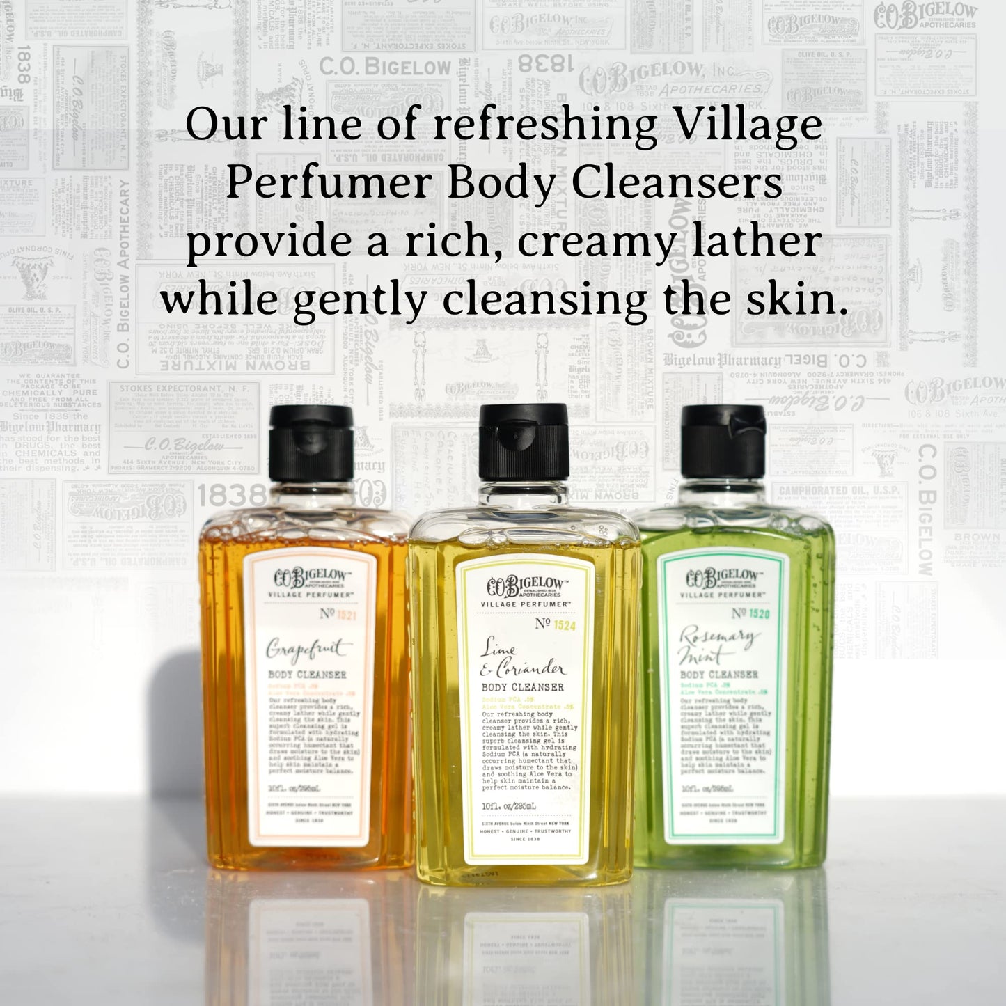 C.O. Bigelow Lime Coriander Body Wash, Village Perfumer Moisturizing Body Wash with Aloe Vera, 10 Fl Oz