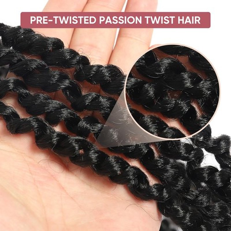 12 Inch Passion Twist Crochet Hair 1B# 8 Packs Passion Twist Crochet Hair Pre looped Natural Balck Water Wave Hair Pre Twisted Crochet Hair for Women