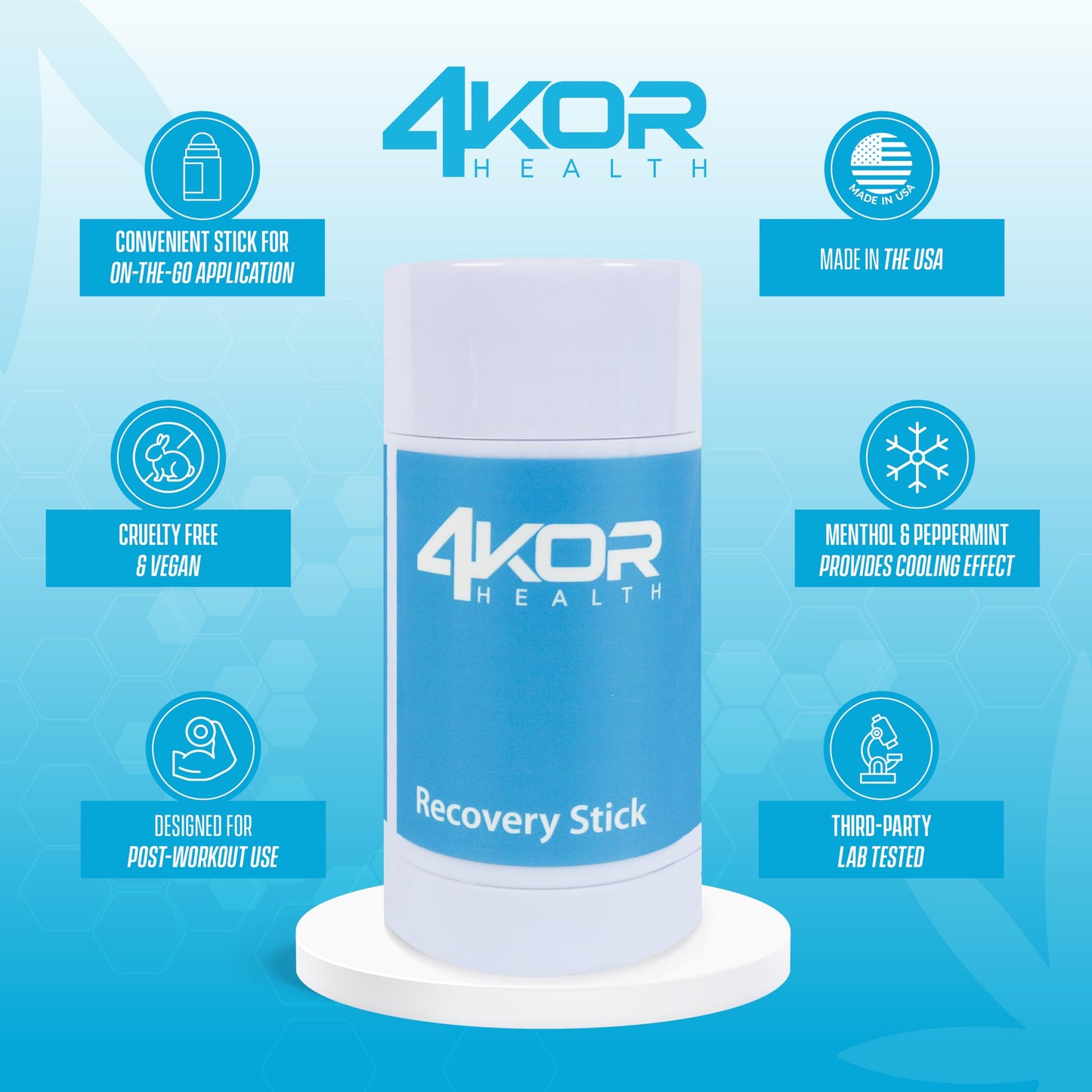 4KOR Hemp Infused Balm Stick – Topical Skin Balm with Cooling & Warming Sensation | Portable, Non-Greasy Twist-Up | 1 oz
