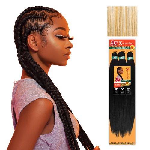Sensationnel Xpression prestretched braiding hair - 3x xpression 58inch kanekalon fiber flame retardant smooth yaki braid - 3x x-pression 58 inch (1 pack, M27/613)