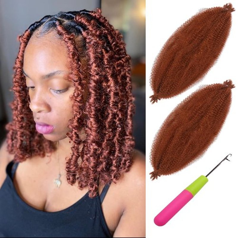 KYNLEY 350 Marley Hair 2 Packs Ginger Springy Afro Twist Hair 12 Inch Afro Spring Twist Hair Kinky Marley Twist Braiding Hair Wrapping Hair for Soft Locs