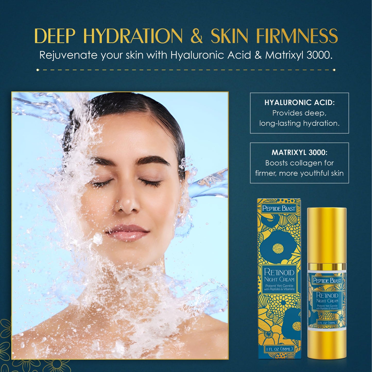 St. Croix Products Peptide Blast Retinoid Night Cream – 2% Granactive Retinoid with Peptides, Snow Mushroom & Hyaluronic Acid – Gentle Night Moisturizer for Dry or Sensitive Skin