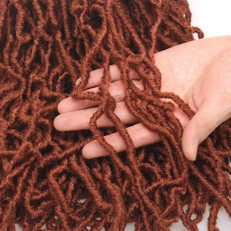 Leeven 24 Inch Long New Faux Locs Crochet Hair 126 Strands 7 Packs Copper Red Messy Soft Locs Crochet Braids Hair Ginger Distressed Goddess Locs Hair For Women 350#