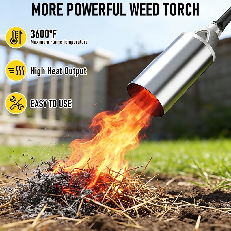 Propane Torch Weed Burner Kit - High Heat Output Flamethrower with 10FT Hose & Storage Bag | Ideal for Weeding, Roofing & BBQ