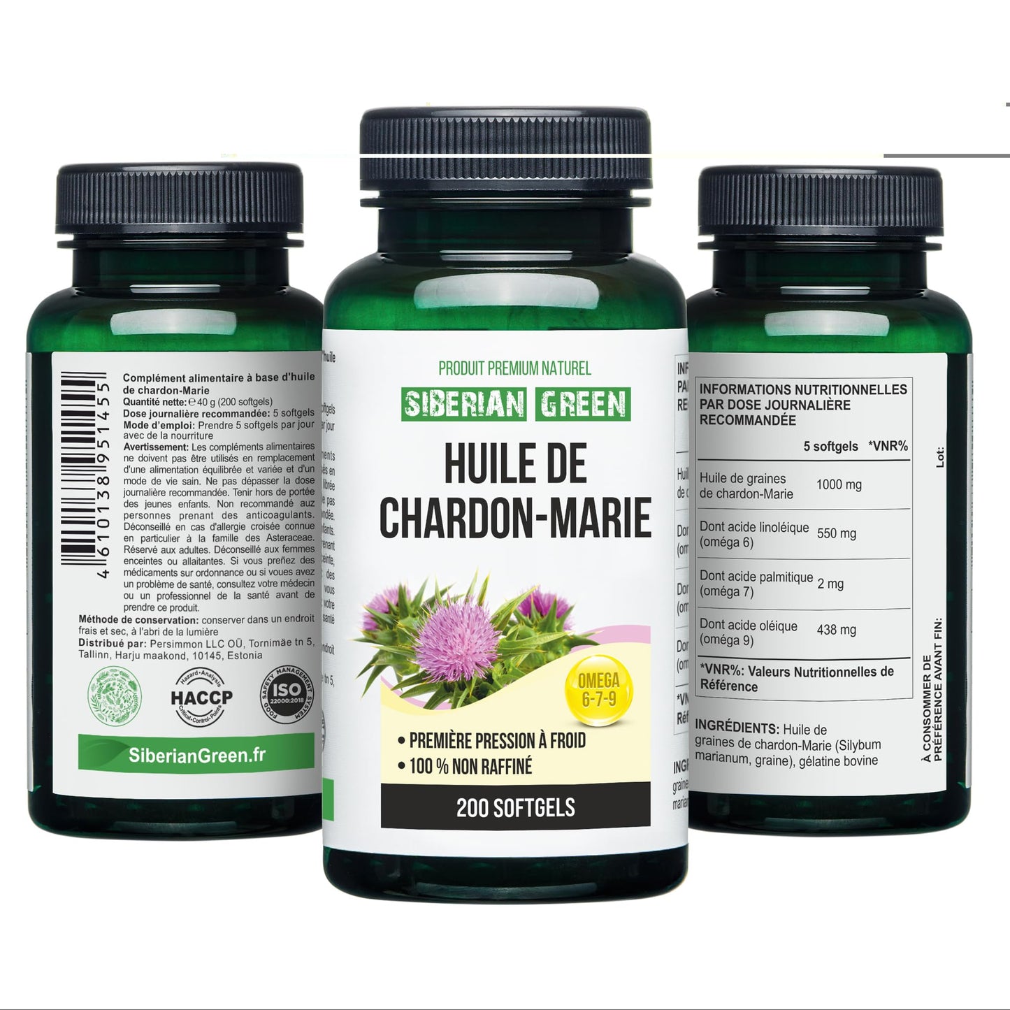 Siberian Green Milk Thistle Oil Capsules 200 Softgels Wild Harvested Siberia Altai Cold Pressed Unrefined