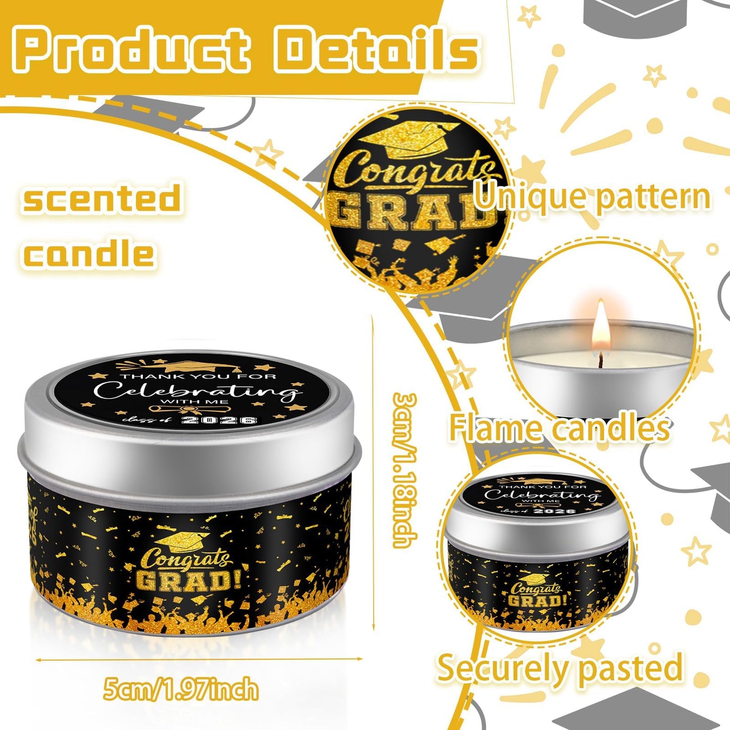30 Sets Mini Graduation Candles Bulk Class of 2026 Graduation Gifts Soy Wax Candles Scented Candles Gifts for College Graduate Exchange Gift