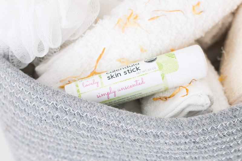 Green + Lovely Calendula Skin Stick Organic Lotion Sticks Moisturizing Balm Ointment Salve Multipurpose Hand Cream Body Bar, 0.5 oz., Simply Unscented (1 Tube)